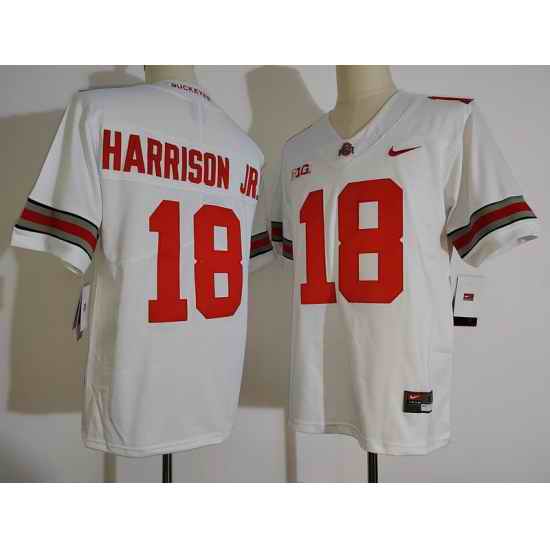 Men Ohio State Buckeyes 18 Marvin Harrison Jr. white College Football Jersey